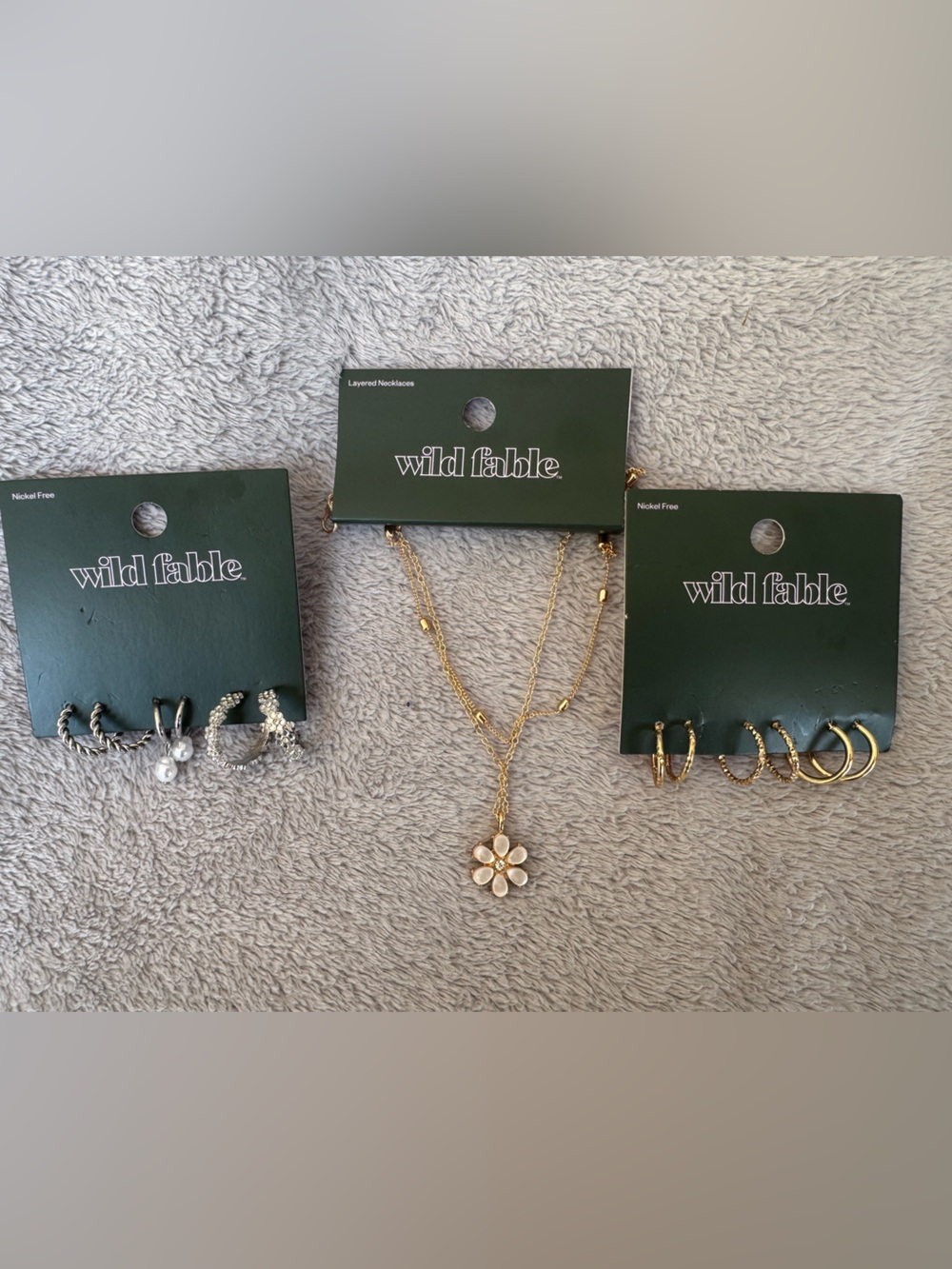 Lot of 3 Wild Fable Jewelry 1 Layered Necklace and 2 Earring Trio Sets